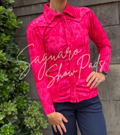 Pink Saguaro Toile hidden zip by Saguaro