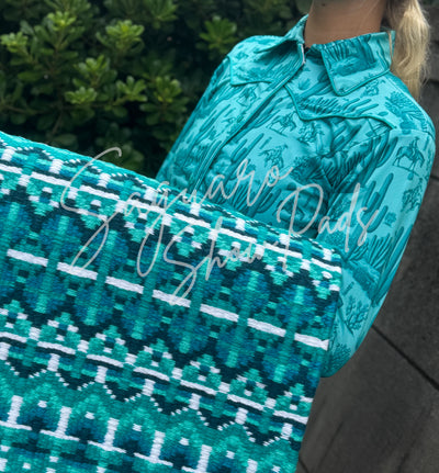Teal Saguaro Toile hidden zip by Saguaro