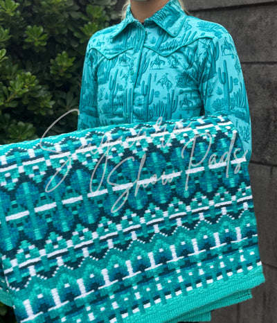 Teal Saguaro Toile hidden zip by Saguaro