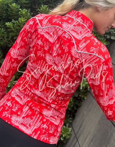 Red Saguaro Toile hidden zip by Saguaro