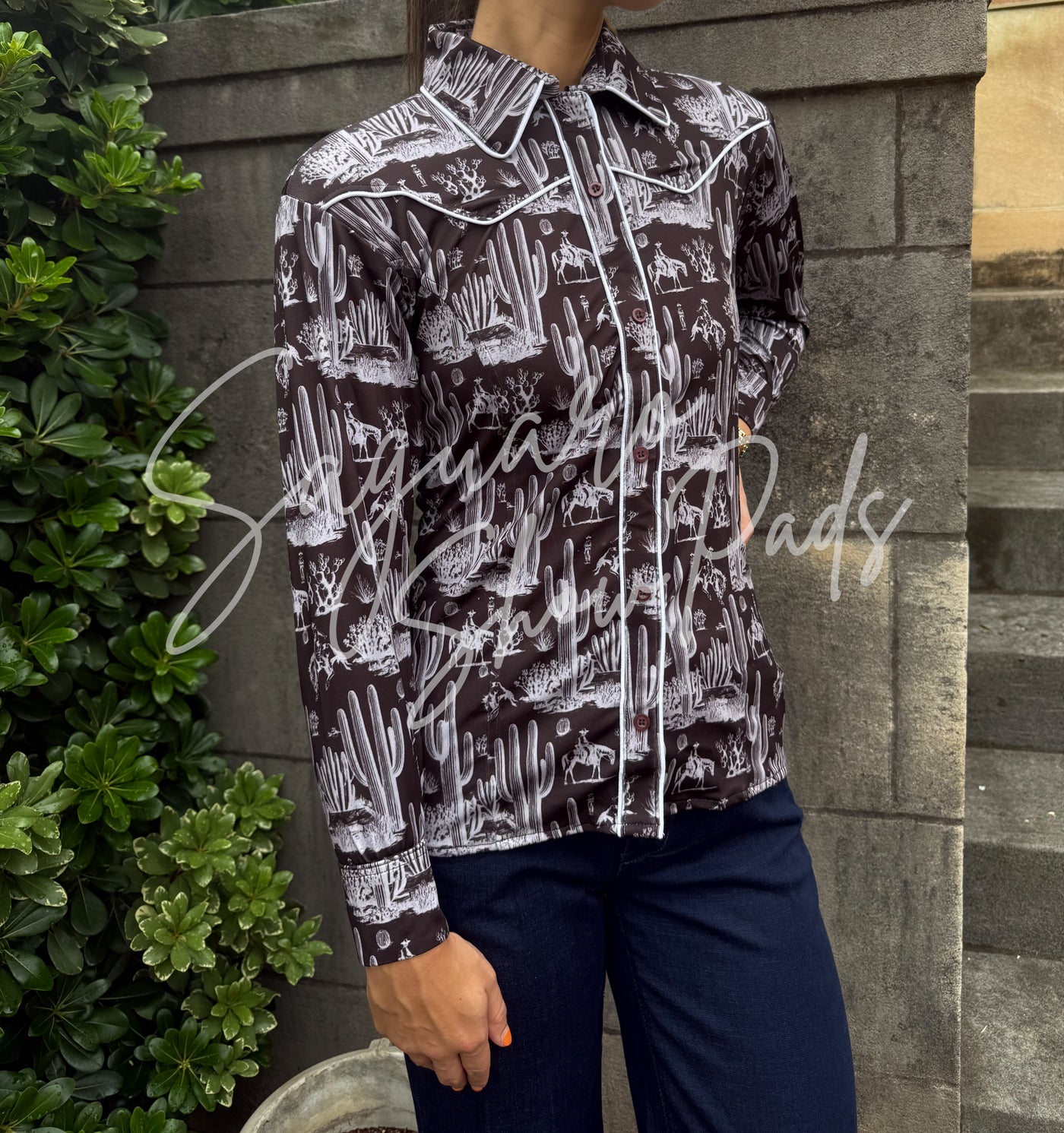 Dark Chocolate Saguaro Toile hidden zip by Saguaro