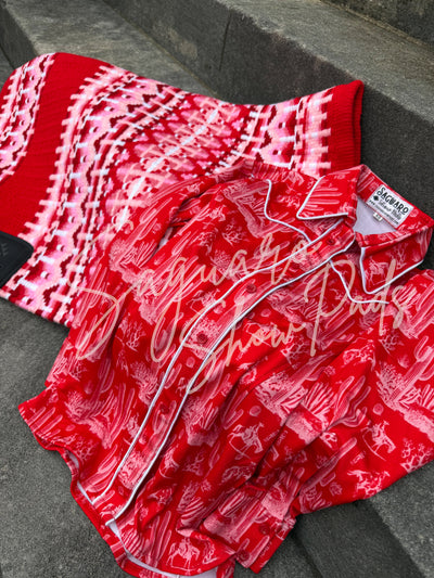 Red Saguaro Toile hidden zip by Saguaro