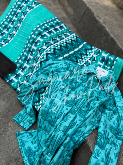 Teal Saguaro Toile hidden zip by Saguaro