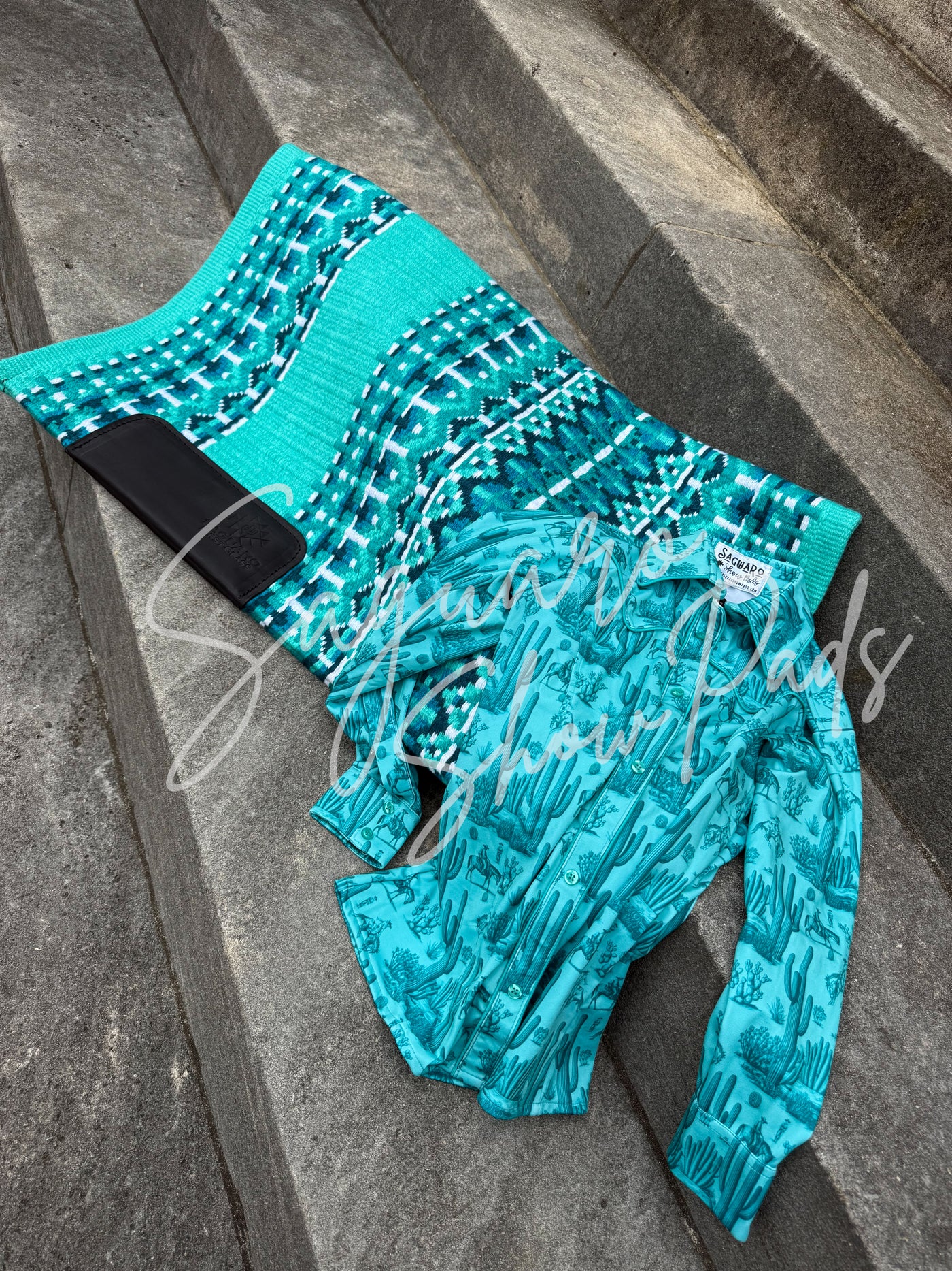Teal Saguaro Toile hidden zip by Saguaro