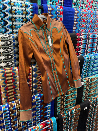Two-toned Rust Taffeta hidden zip by Saguaro